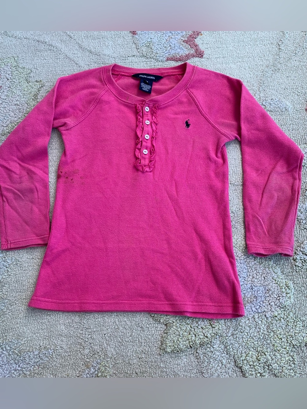 pink long-sleeve thermal henley shirt from Ralph Lauren for girls size 6x